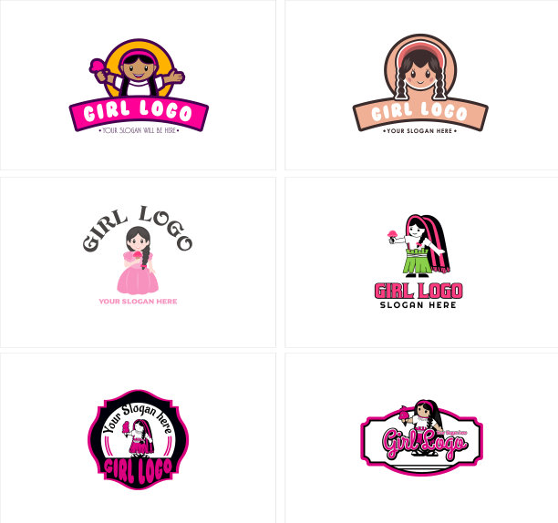 女孩冰淇淋店的标志设计图片下载