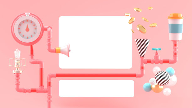 粉红色背景的横幅环绕着工业管道。3 d渲染。“n图片下载