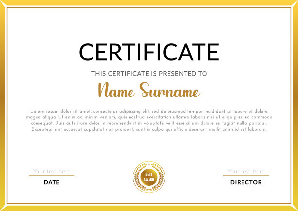 成就证书模板，适用于文凭、奖品、商业、大学、学校和公司图片下载