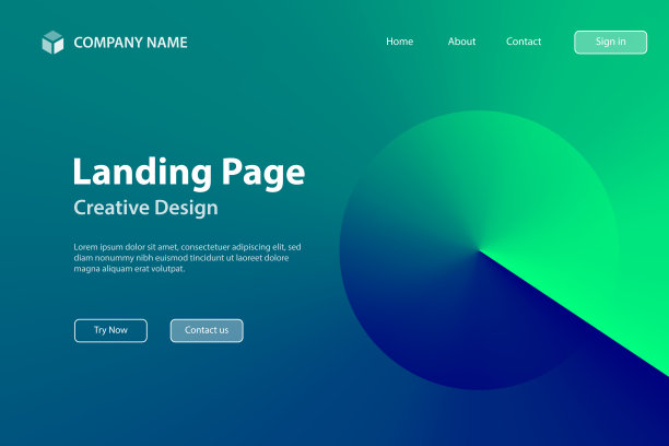 着陆页面模板-抽象设计与绿色渐变颜色-流行的背景图片下载