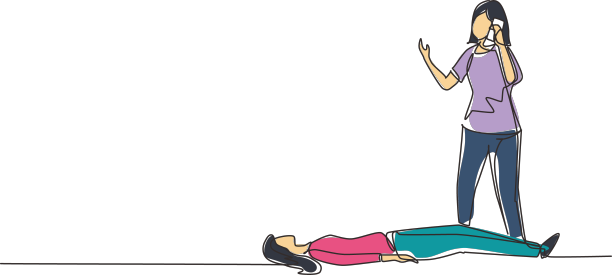 连续画一条线的女孩呼叫紧急图片下载