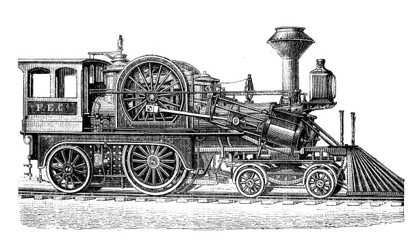 古董插图:火车头列车图片下载