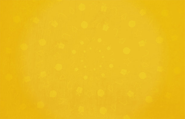 一个图案的圣诞元素装饰礼物，五彩纸屑，圣诞树，糖果甘蔗在明亮的芥末黄色金色背景矢量插图图片下载