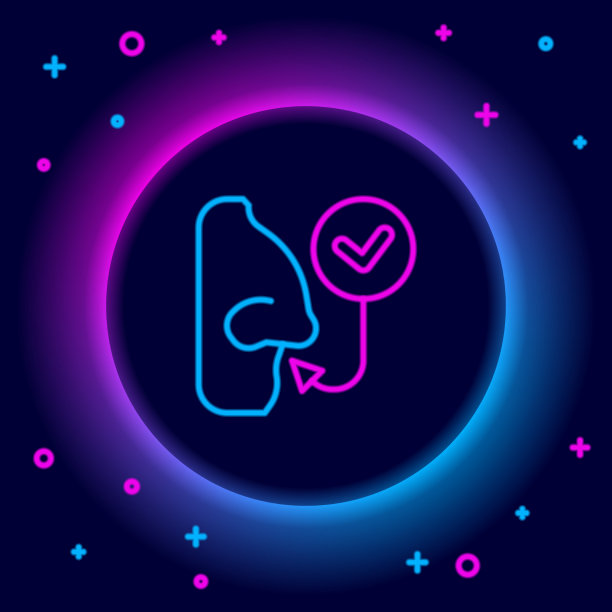 发光的霓虹灯线健康呼吸图标隔离图片下载