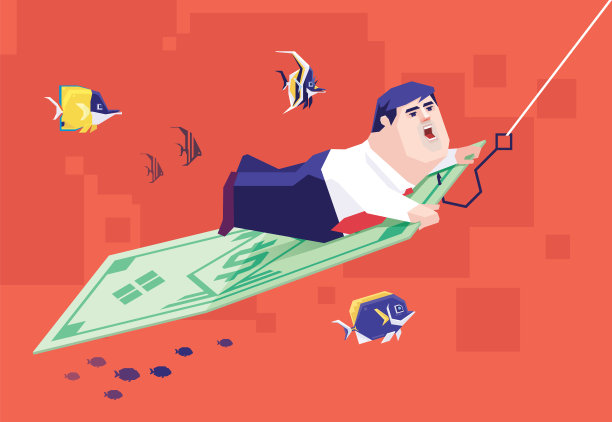 商人拿着鱼钩拿着钞票图片下载