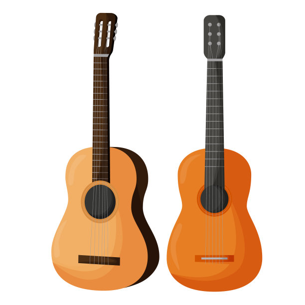 经典的木吉他。弦乐器。平面向量插图图片下载