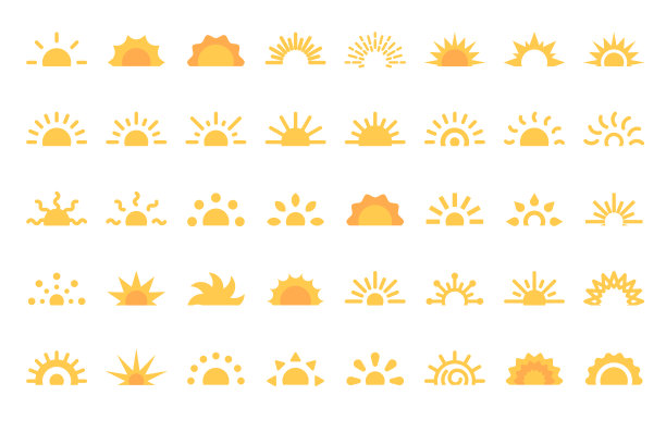 太阳，日出，日落，日出图标。像素完美。设计元素。移动和网络。图片下载