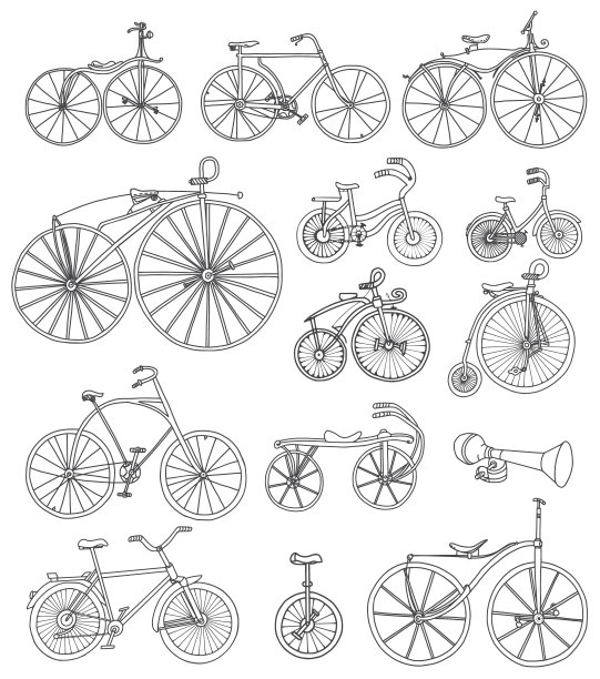 复古自行车涂鸦集图片下载
