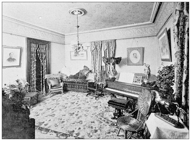 来自堪萨斯州劳伦斯的古董照片，1898年:住宅建筑内部图片下载