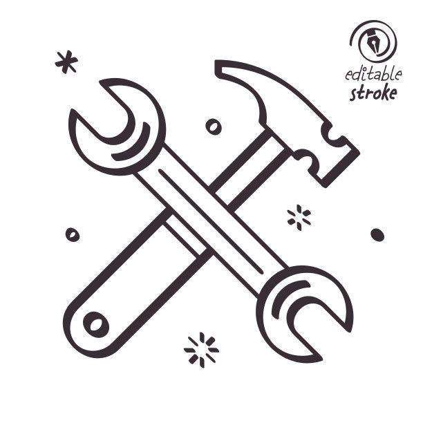 好玩的线条插图维修和维护图片下载