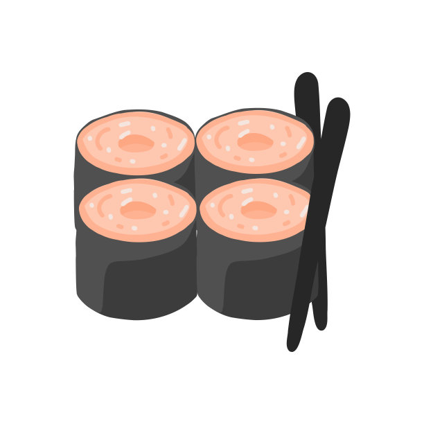 寿司卡通风格图标。彩色符号矢量插图图片下载