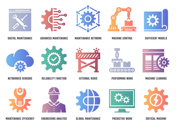 带有内阴影深度的定期维护矢量图标包图片下载