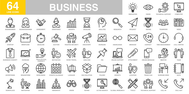 现代通用业务线图标集图片下载