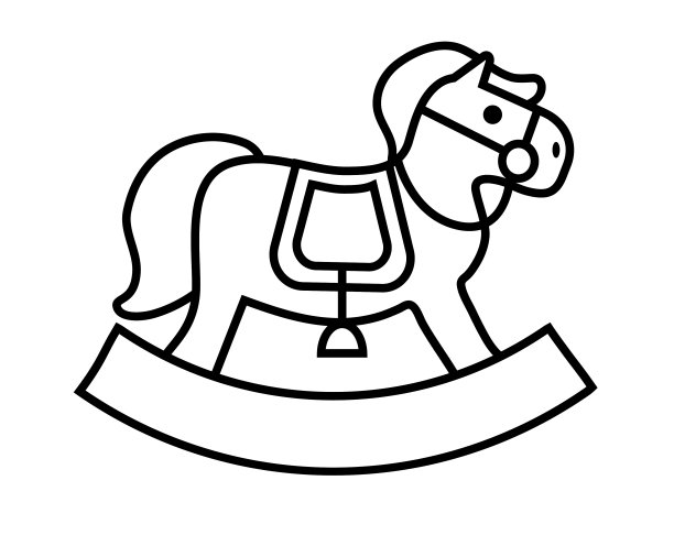 圣诞平面设计图标:摇摆马图片下载