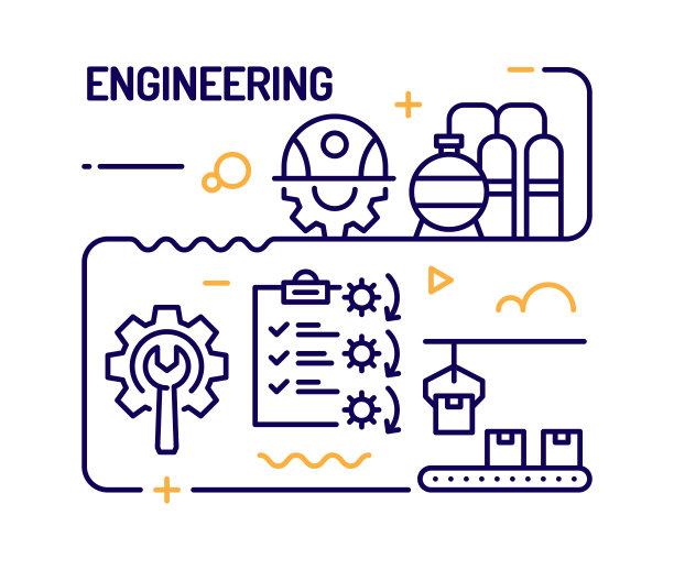 工程概念，线风格矢量插图图片下载