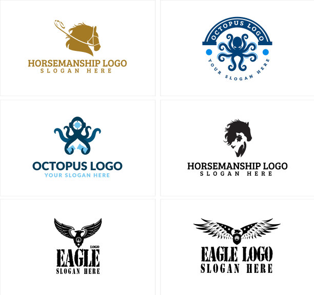 马章鱼鹰农场野生动物标志设计图片下载