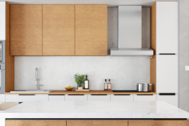 现代厨房的空石头厨房台面图片下载