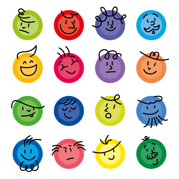 漫画脸彩色表情集合图片下载