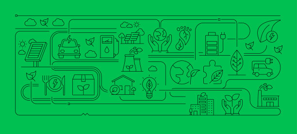 绿色能源，生态概念矢量插图。图片下载