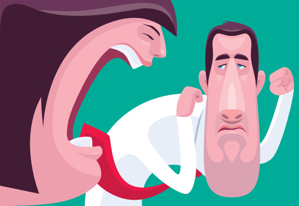 男人为愤怒的女人辩护图片下载