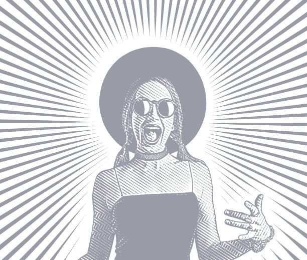 快乐的年轻女子笑着打手势图片下载