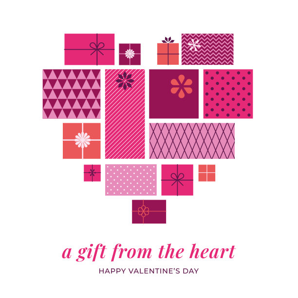 快乐的情人节背景与爱的心和礼品盒。情人节贺卡。图片下载