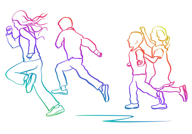 高个孩子在彩虹前面奔跑图片下载