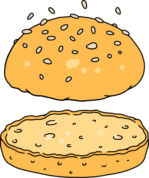 汉堡面包与芝麻彩色素描风格图片下载