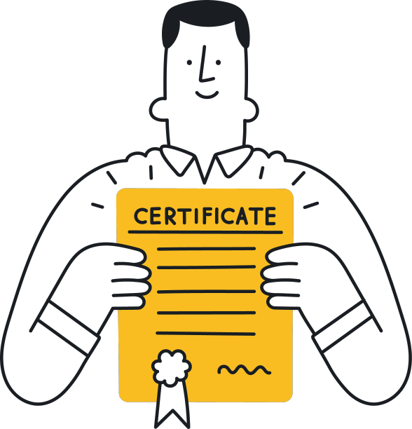 幸福的人拿着证书轮廓线细图片下载