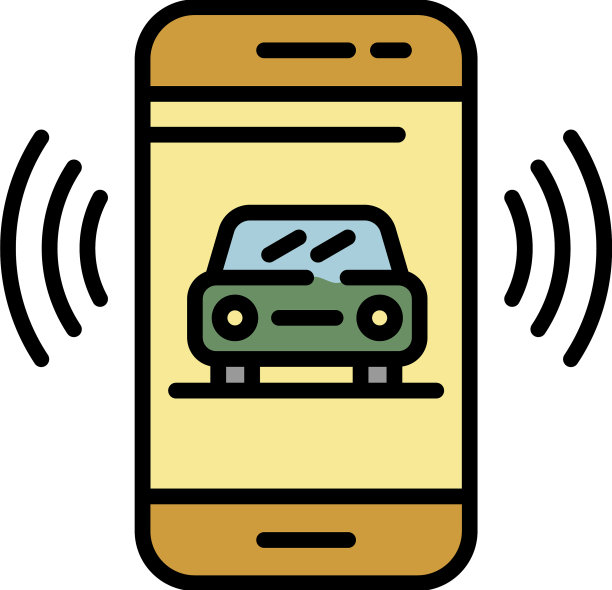 汽车在智能手机屏幕上的图标颜色轮廓图片下载