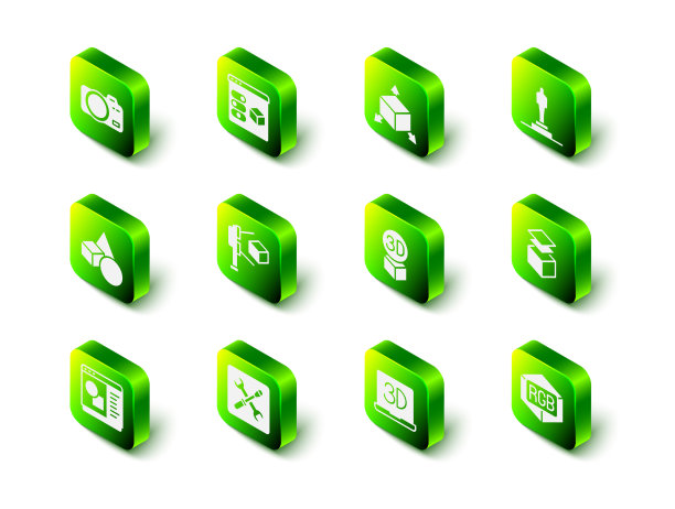 设置3d打印机等距立方体模型层RGB图片下载