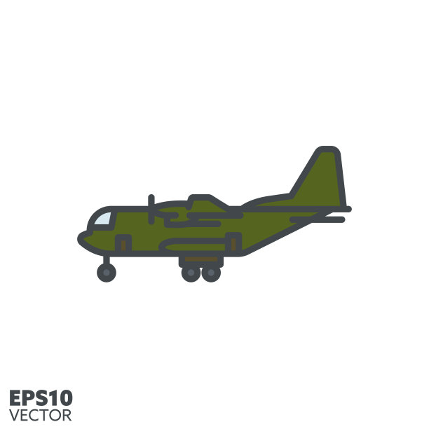 军用运输机矢量填充线图标图片下载