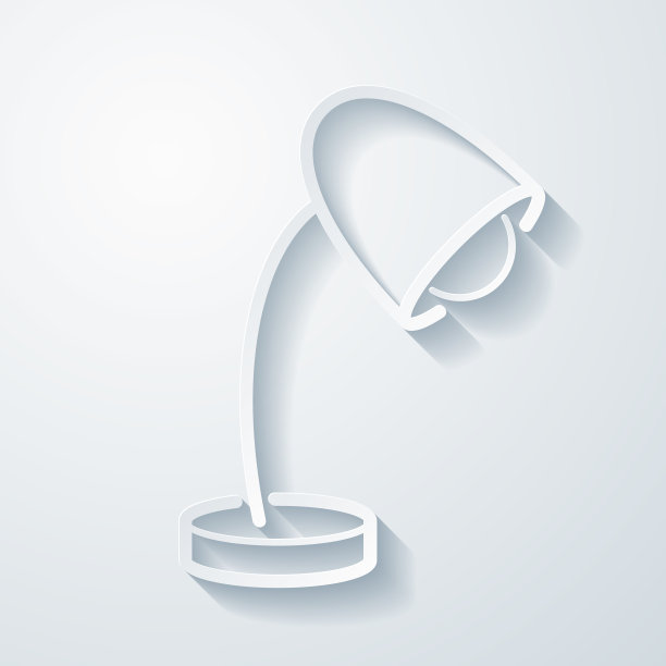 台灯。空白背景上剪纸效果的图标图片下载