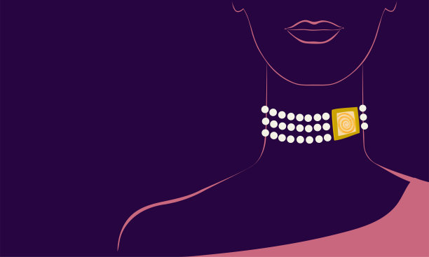 一个脖子上戴着珍珠项链的女人的时尚肖像图片下载