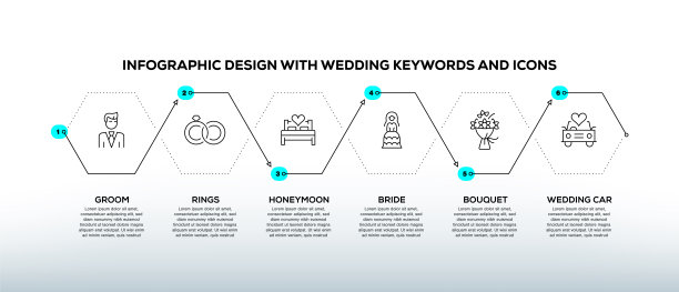 信息图表设计模板与婚礼的关键字和图标图片下载