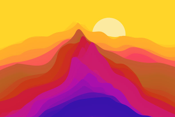 沙漠沙丘日落景观。山间景色一片晨曦。图片下载