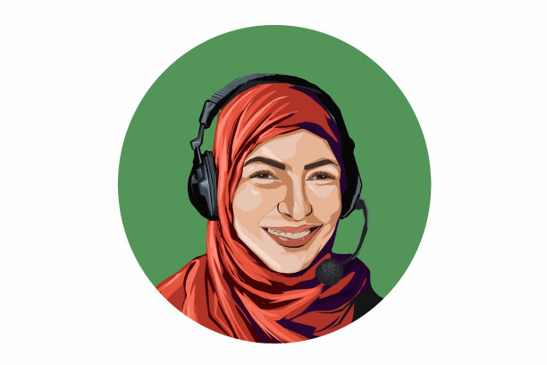 戴头巾的自由职业女性图片下载