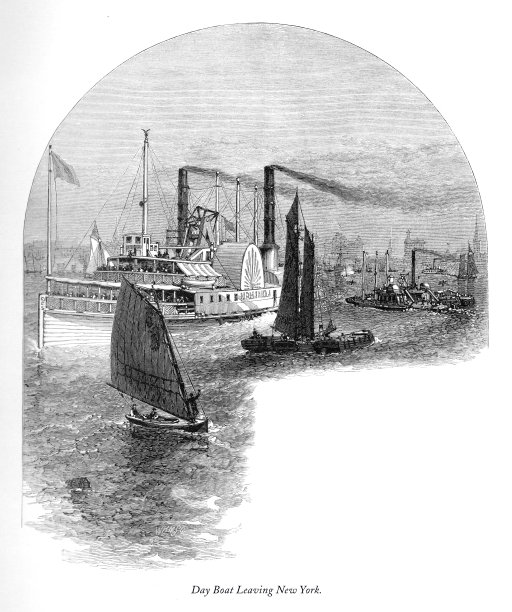 离开纽约的干船，维多利亚版画，1875年图片下载