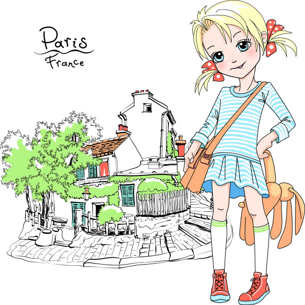 巴黎的小女孩图片下载