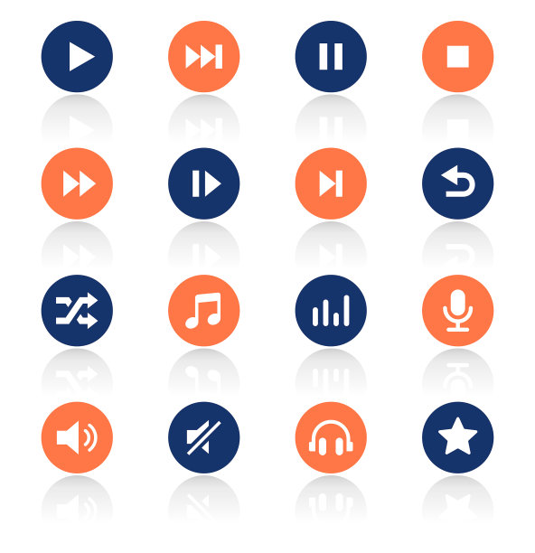 多媒体和音频图标集图片下载