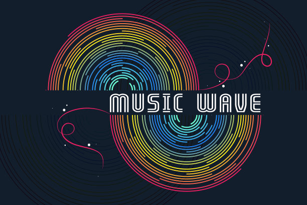 光粒子的径向声波曲线。丰富多彩的均衡器可视化。图片下载