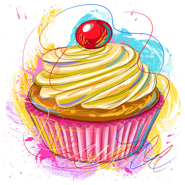 美味杯蛋糕画图片下载