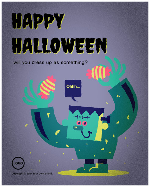 可怕的科学怪人说万圣节到了，穿上你最好的服装参加我们的怪物聚会图片下载