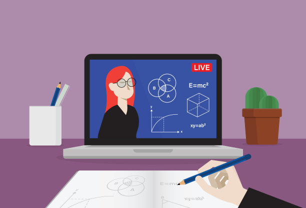 学生们通过在线技术学习数学图片下载