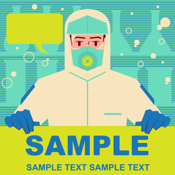 科学家(医生、生化学家)穿着防护服，手拿空白标牌，在实验室做冠状病毒(细菌、病毒)的科学实验图片下载