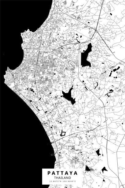 泰国芭堤雅矢量地图图片下载