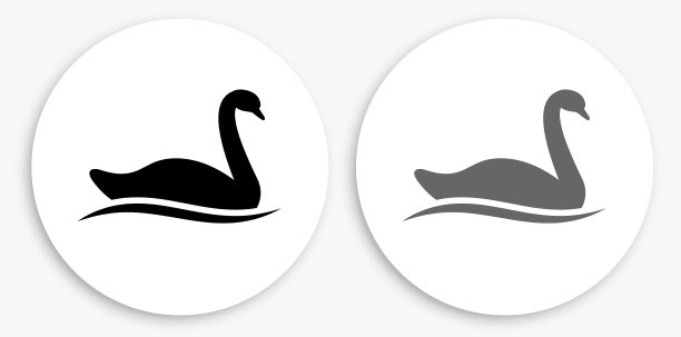 天鹅黑白圆形图标图片下载