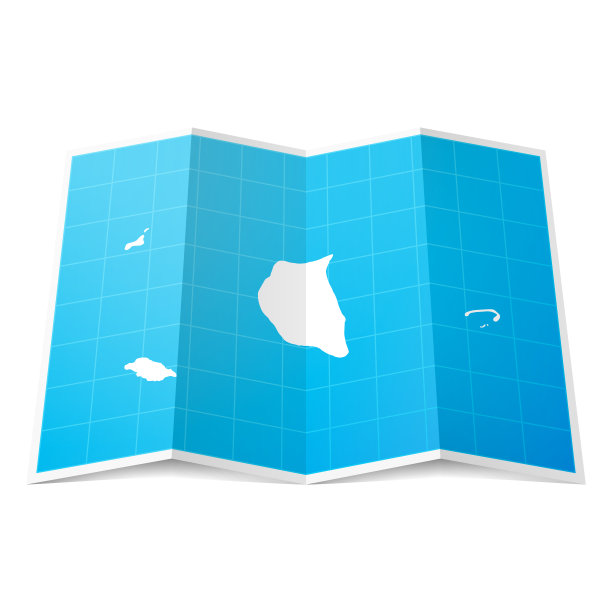 折叠的皮特凯恩群岛地图，孤立在白色背景上图片下载