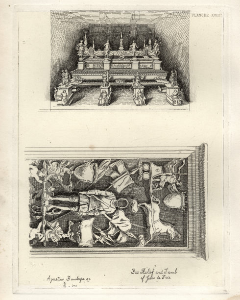 中世纪意大利雕塑，班巴哈的加斯顿福瓦墓图片下载