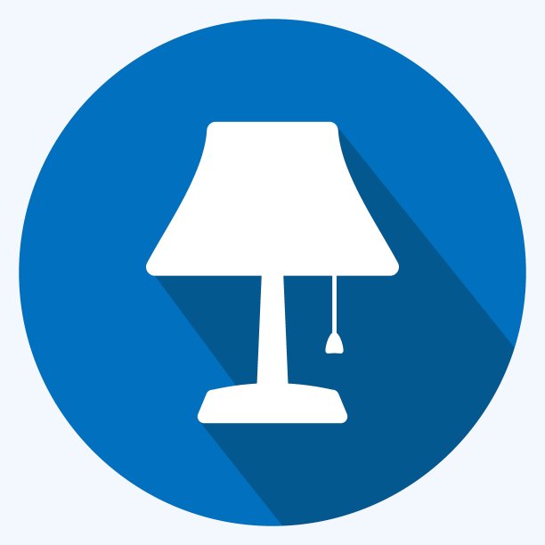 图标台灯。适合家居标志。长长的阴影风格。简单的设计可编辑。设计模板向量。简单的符号说明图片下载